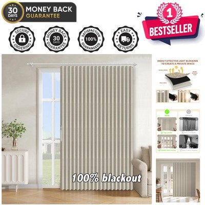 Elegant 100% Blackout Accordion Door Curtain 98''x78'' - Cream White Room Divider