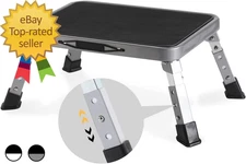 3 Levels Adjustable Folding Step Stools for Adults Sturdy Metal RV Step