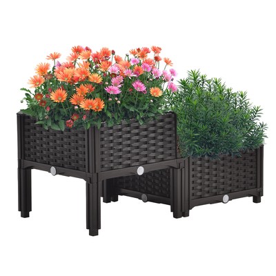 Black Planter Boxen Blumenbeete Große Kapazität Rattan Pflanzer Gemüse Töpfe