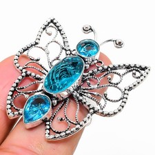 London Blue Topaz Gemstone 925 Sterling Silver Ring Size 8 J348