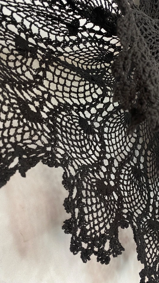 Falda midi vintage años 90 encaje negro L crochet algodón boho SCULLY pura bruja Foto 4 de 4