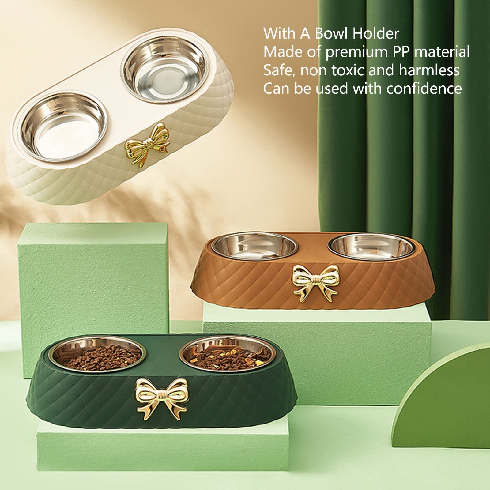 Pet Dog Bowls, Stainless Steel Dog Bowl with Non Skid Silicone Mat Pet Food S...