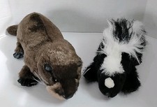 Folkmanis Hand Puppets 2 Skunk Otter Furry Plush Full Body Made in USA Vtg