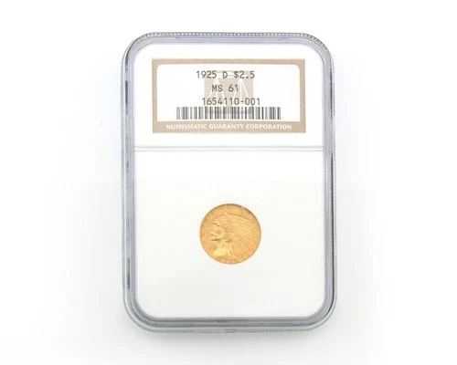 1925-D Indian Head Quarter Eagle $2.5 Gold NGC MS61