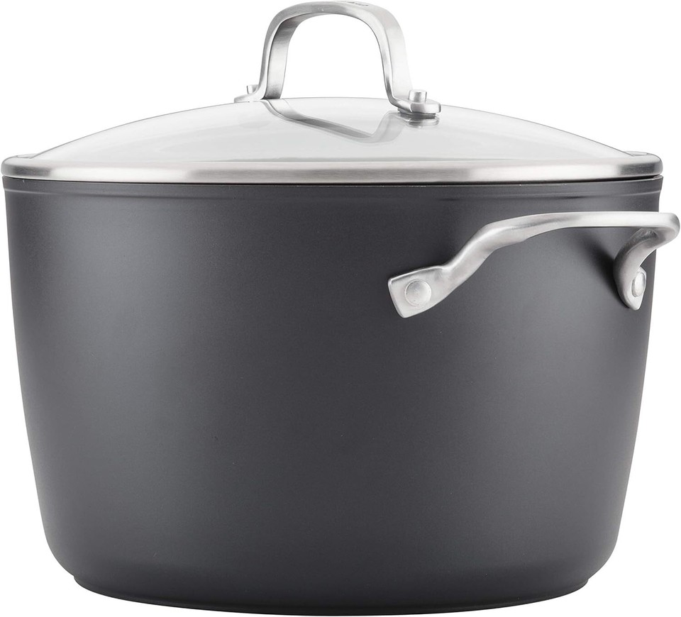 Hard Anodized Induction Nonstick Stock Pot/Stockpot with Lid, 8 Quart