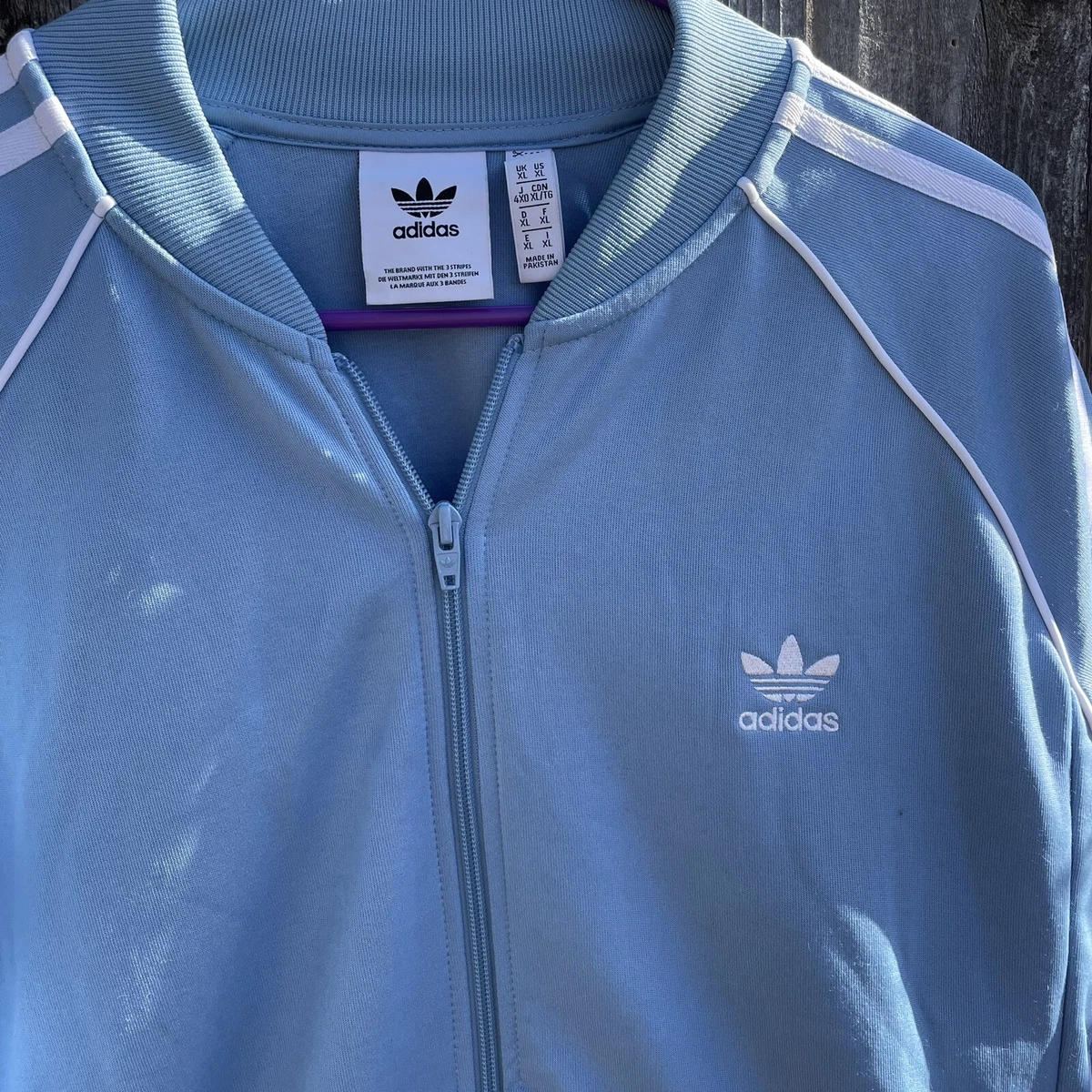 agua Sanción Broma Adidas Originals Superstar Track Jacket Ash Blue White Size XL CW1258 | eBay