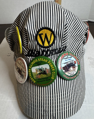 Train Conductor SnapBack Hat Steam Power Club Pins Collection Made In USA
