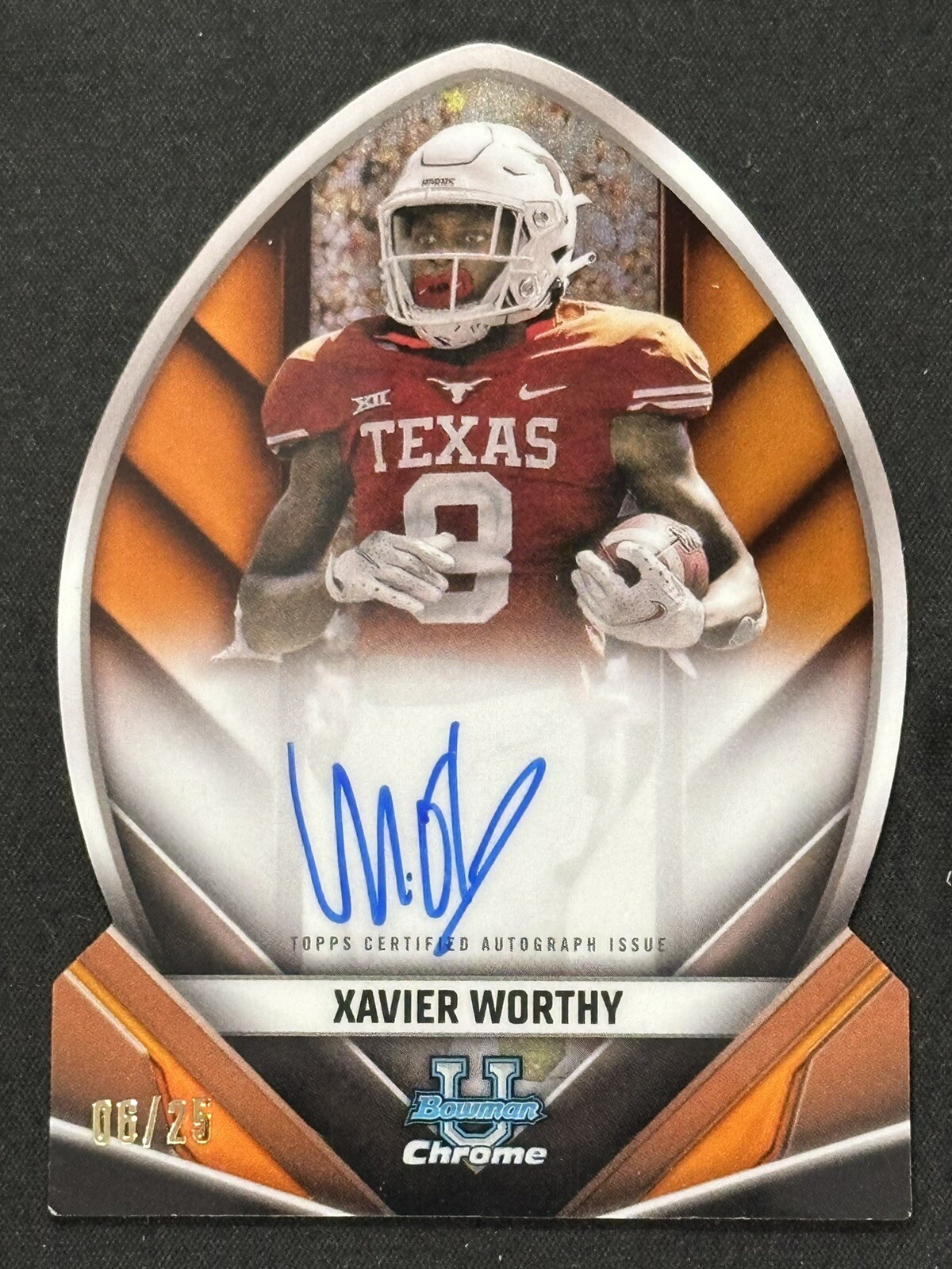 2023 Bowman U Chrome Xavier Worthy Future Of Football Orange On Card Auto /25