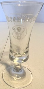 Vintage Jagermeister Logo Clear 1oz 4 Inch Pedestal Shot Glass