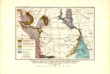 UPPER MISSOURI RIVER, WY, NE, CO, KS, WATER Antique authentic map 1903
