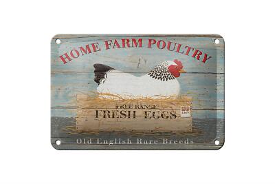 Blechschild Spruch 18x12 cm Home farm poultry fresh eggs Deko Schild