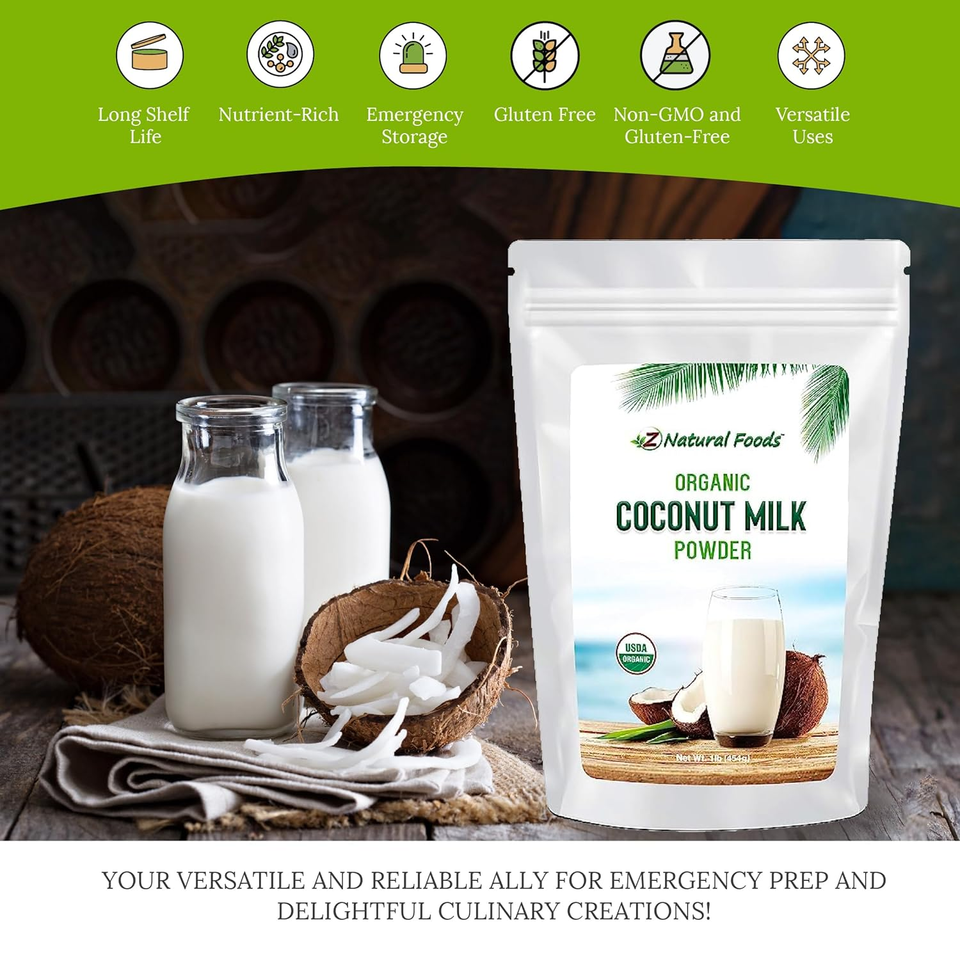 Z Natural Foods Organic Coconut Milk Powder AllNatural Vegan Dairy