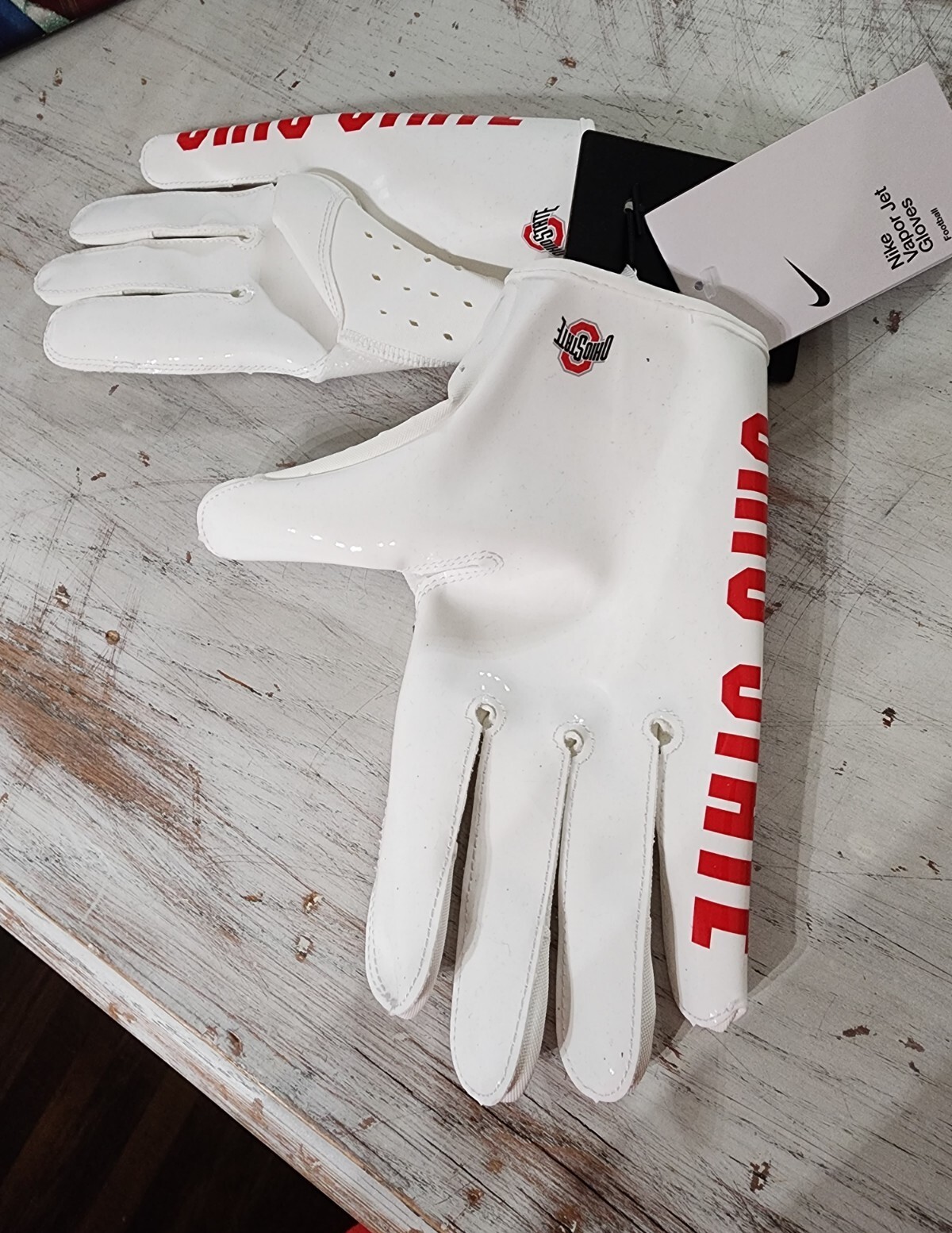 Nike Vapor Jet 7.0 NCAA Ohio State Football Gloves White Size XXL
