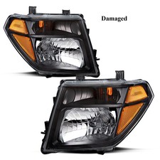 For 2005-2008 Nissan Frontier Black Headlights 05-07 Pathfinder Headlamps Pair