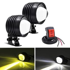 LED Motorcycle Spotlights Yellow White 12V 24V LED Driving Fog Lights Additio...