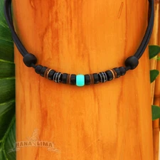 Surfer Necklace Leather Mens Women Surf Jewelery Turquoise