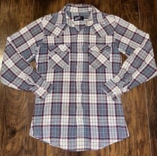 Mens Vintage Levi  s Long Sleeve Button Up Pearl Snaps Plaid Western Shirt - SZ S