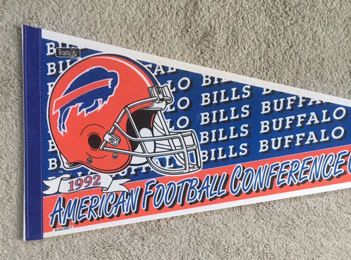 1992 Buffalo Bills AFC Champions Super Bowl Football Felt Pennant