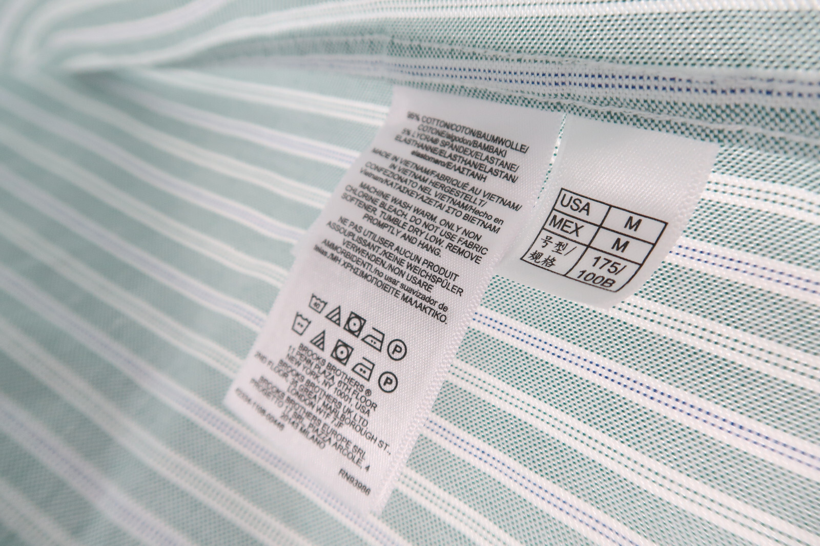 Brooks Brothers Madison Fit Mens Medium Green Striped Button Shirt Stretch NEW thumbnail 7