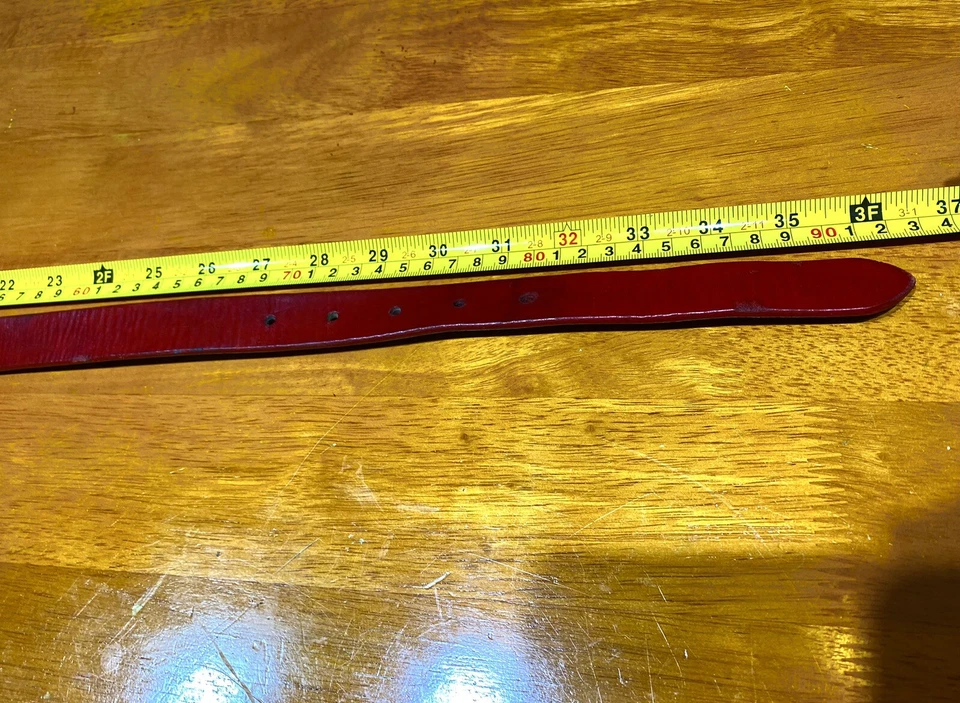 Antigo Raro Ralph Lauren RL Cinto de Couro Esportivo Feminino Tamanho 28-31 Oxblood Vermelho/Prata B - Imagem 2 de 4