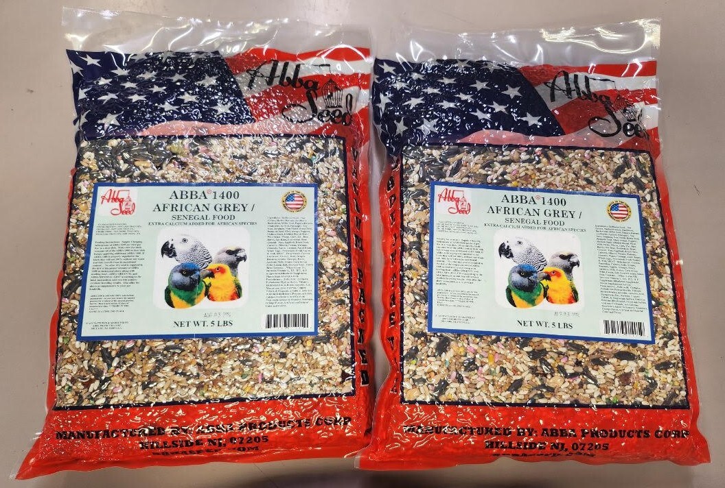 2X 5LBS BAGS OF ABBA 1400 AFRICAN GREY AND CONURE FOOD