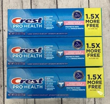 LOT 3 x Crest Pro-Health Fluoride Toothpaste Sensitive & Enamel Shield 2.6 oz Ea