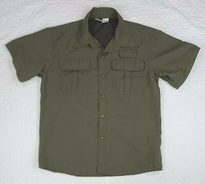 VTG North Face Zip Off Short Sleeve Green Button Up Shirt Size L