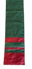 Christmas Holiday Table Runner Red Green Stripes Satin Sequined Reversible 72x13