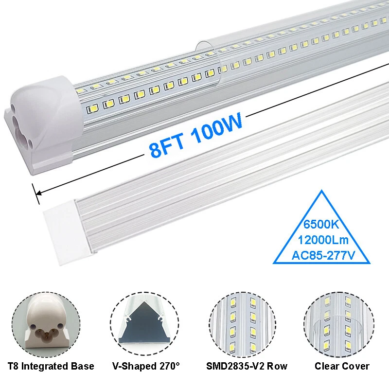 25Pack T8 8 FT Integrated Led Tube Light Bulbs 100W 8 Foot Led Shop Light 6500K - Image 2 of 4