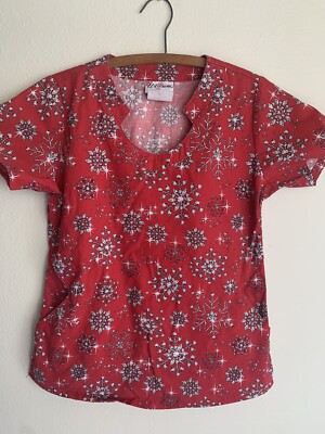 Scrub Pants Snowflake Scrub Top Small UA Scrub Shirt Top Red