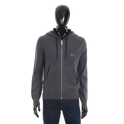 BERLUTI 2130$ Shadow Zip-up Hoodie Leather Logo Patch, Wool