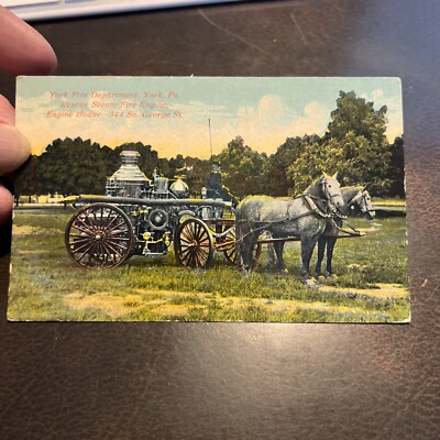 Vintage Postcard RPPC York, Pennsylvania (PA) Fire Dept. Rescue Chemical & Hose