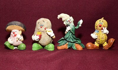4x Gemüse Gemüse Obst von SCULPTURES UK Vintage Keramik Figuren 08-09