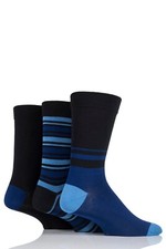 Mens Bamboo Socks Stripe Gentle Comfort Cuff Colourful 7-11/12-14,3 Pr, SOCKSHOP
