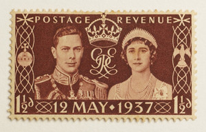 Great Britain 1937 Coronation Commemorative Stamp - King George VI & Queen