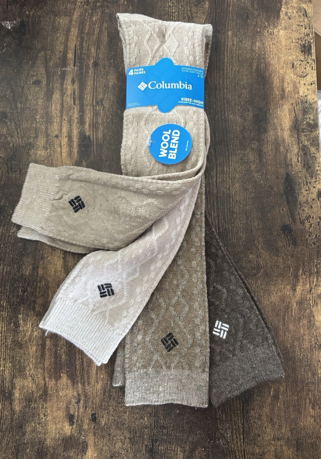 Women’s Columbia 4 Pack Knee High Wool Blend Socks Earth Natural Tones - 4 Pairs