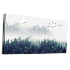 Canvas Wall Art for Living Room - Misty Forests of 48L" x 24W" The Fog Forest