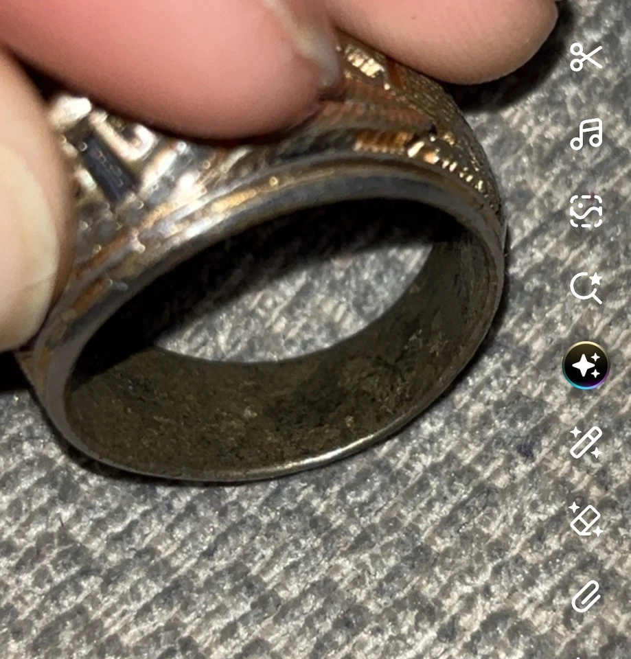 Коллекционное кольцо ВМС США с золотистым синим камнем печатка размер 10 - Изображение 3 из 4