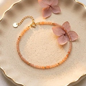 Authentic 2Mm Faceted Sunstone Bracelet Dainty Gold Plated Solar Plexus Chakra Boho
