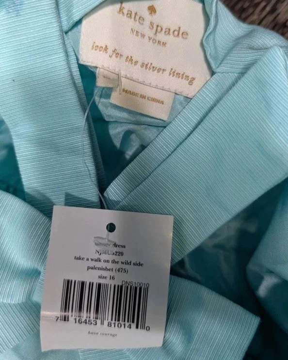 Abito tubino Kate Spade nuovo con etichette fai una passeggiata sul lato selvaggio Palenisbet taglia 16 60' Mb