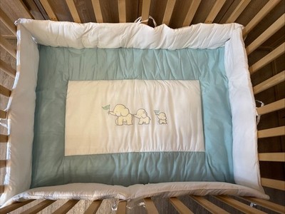 Easy Baby Laufgitter Einlage 75x100 cm NEU grün mit Elefant Stickerei