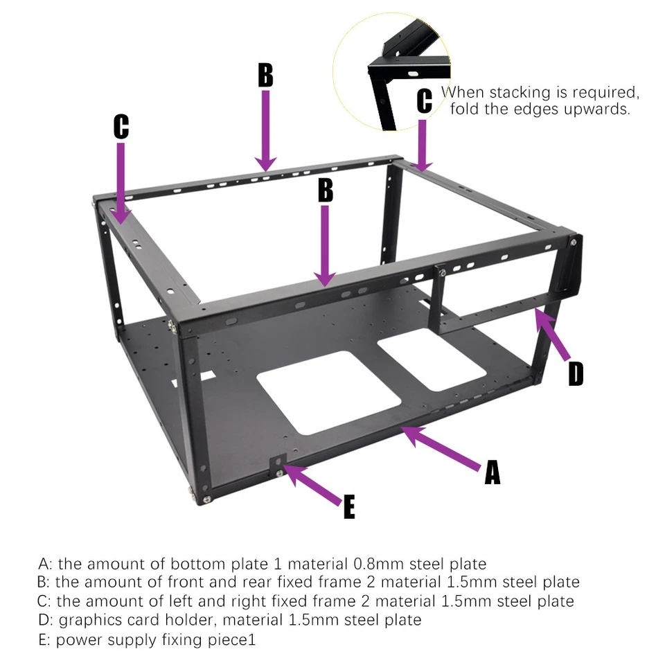 Open Stand-Up and Stackable PC Case Supports EATX ATX M-ATX ITX Motherboards - Image 4 of 4