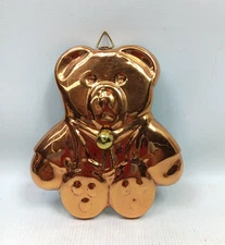 Vintage Copper Tin Lined Teddy Bear Stamp Candy Jello Mold Wall Hanging India 