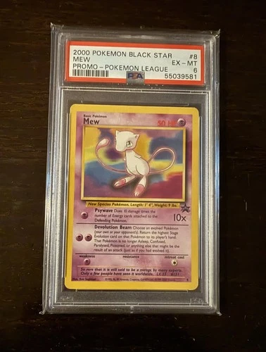 Pokémon 2000 Pokémon League Black Star Promo Mew 8 PSA 6 EX-MT