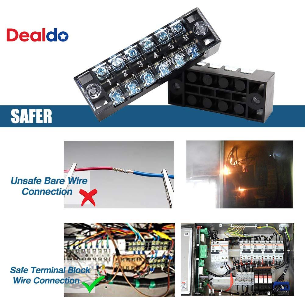 Terminal Strips,  6 Sets 4/5/6 Positions Terminal Block Strips Waterproof 600V 1