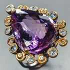 Handmade 28 ct+ Natural Amethyst Ring 925 Sterling Silver Size 9 /R441697