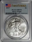2017 PCGS MS70 FIRST STRIKE AMERICAN SILVER EAGLE - WG4