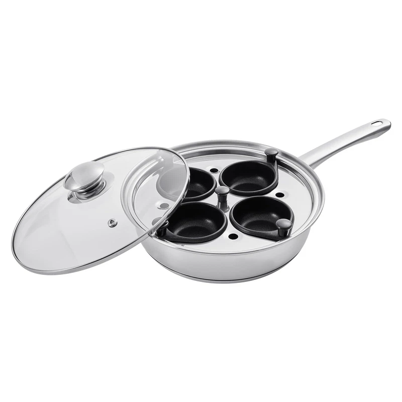 Vevor Egg Poacher Pan 4-Cup Poached Egg Maker Stainless Steel Poaching Pan And