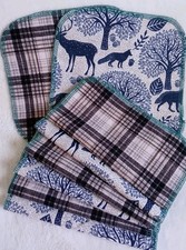 8 Flannel Bidet Wipes 8x8 Family Baby Adult Cloth Serged Edge 1 Layer Woodland