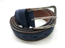 Unranded Nautical Belt Two Toned Blue Brown Mens Belt Sz 38/105 Genuine Leather